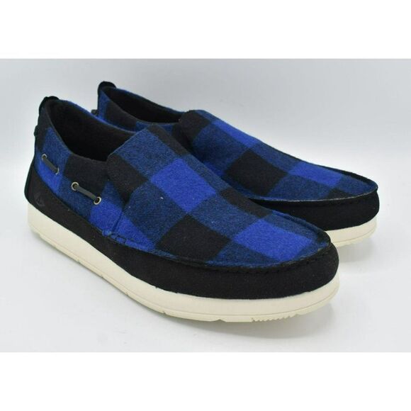 Sperry Mens Size 13 Moc Sider Buffalo Checkered Blue Black Plaid Slip On Shoes - Picture 4 of 10